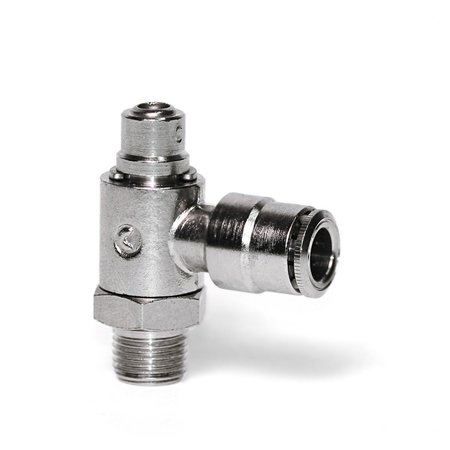 CAMOZZI Meter-In Right Angle Flow Control, Screw Drive Adjustment, 3/8" OD Push To Connect Tube Fitting,  GSVU 06-04